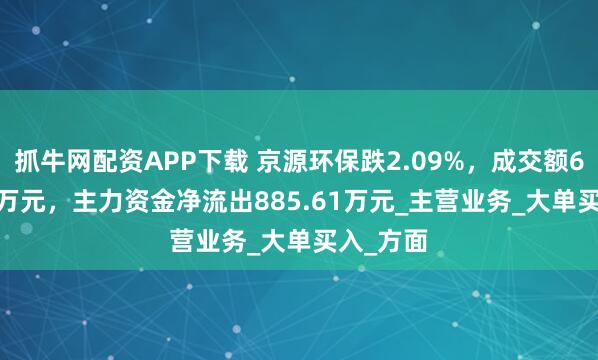 抓牛网配资APP下载 京源环保跌2.09%，成交额6718.96万元，主力资金净流出885.61万元_主营业务_大单买入_方面